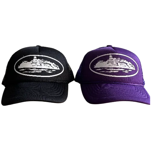 cORTEIZ TRUCKER CAP BLACK-PURPLE