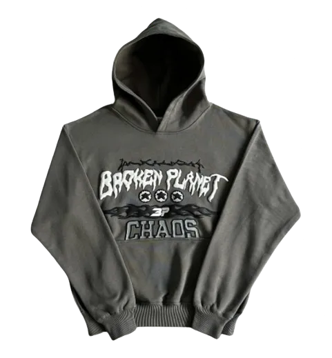 Broken Planet Hoodie Grey Chaos