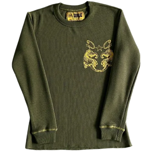 corteiz longsleeve Waffle Tiger Stars -Green