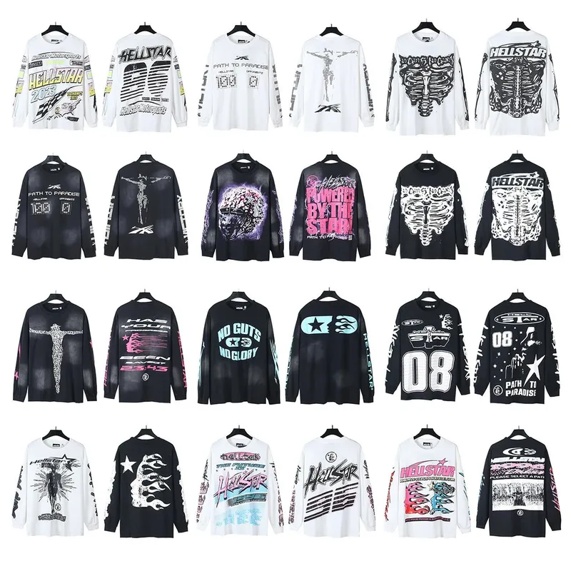 跨境 2024 Hellstar地狱之星TShirt秋装美潮高街宽松长袖T恤男女 (96)